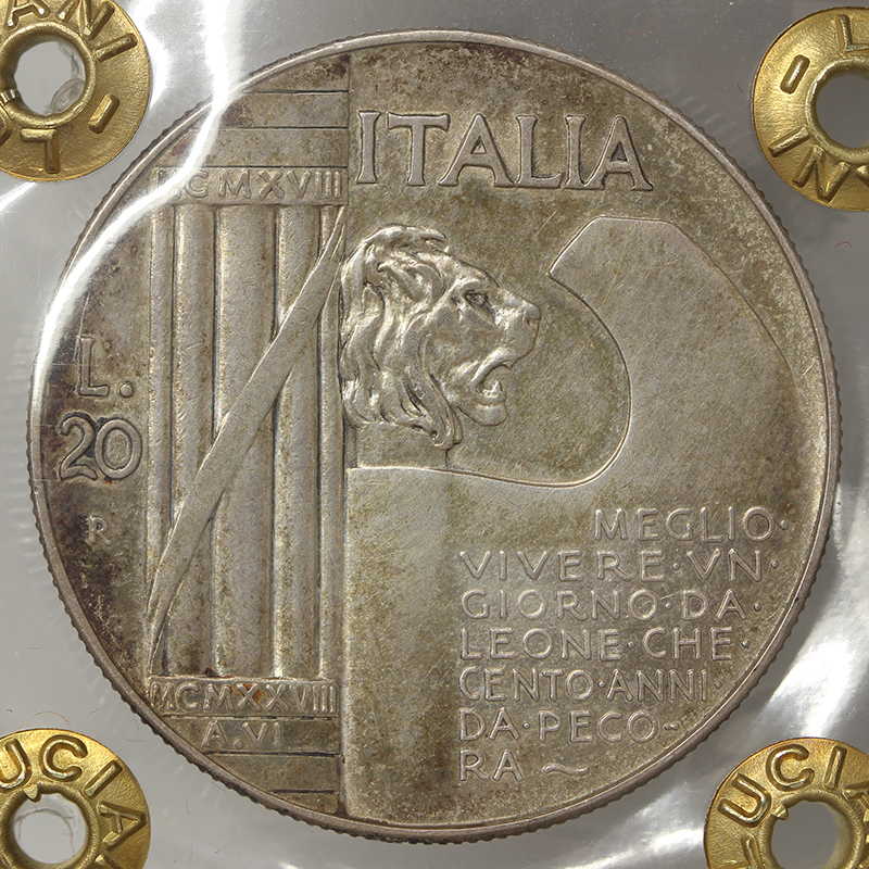 20 LIRE 1928 Elmetto VITTORIO EMANUELE III REGNO D'ITALIA Raro Spl/Q.Fdc #P544