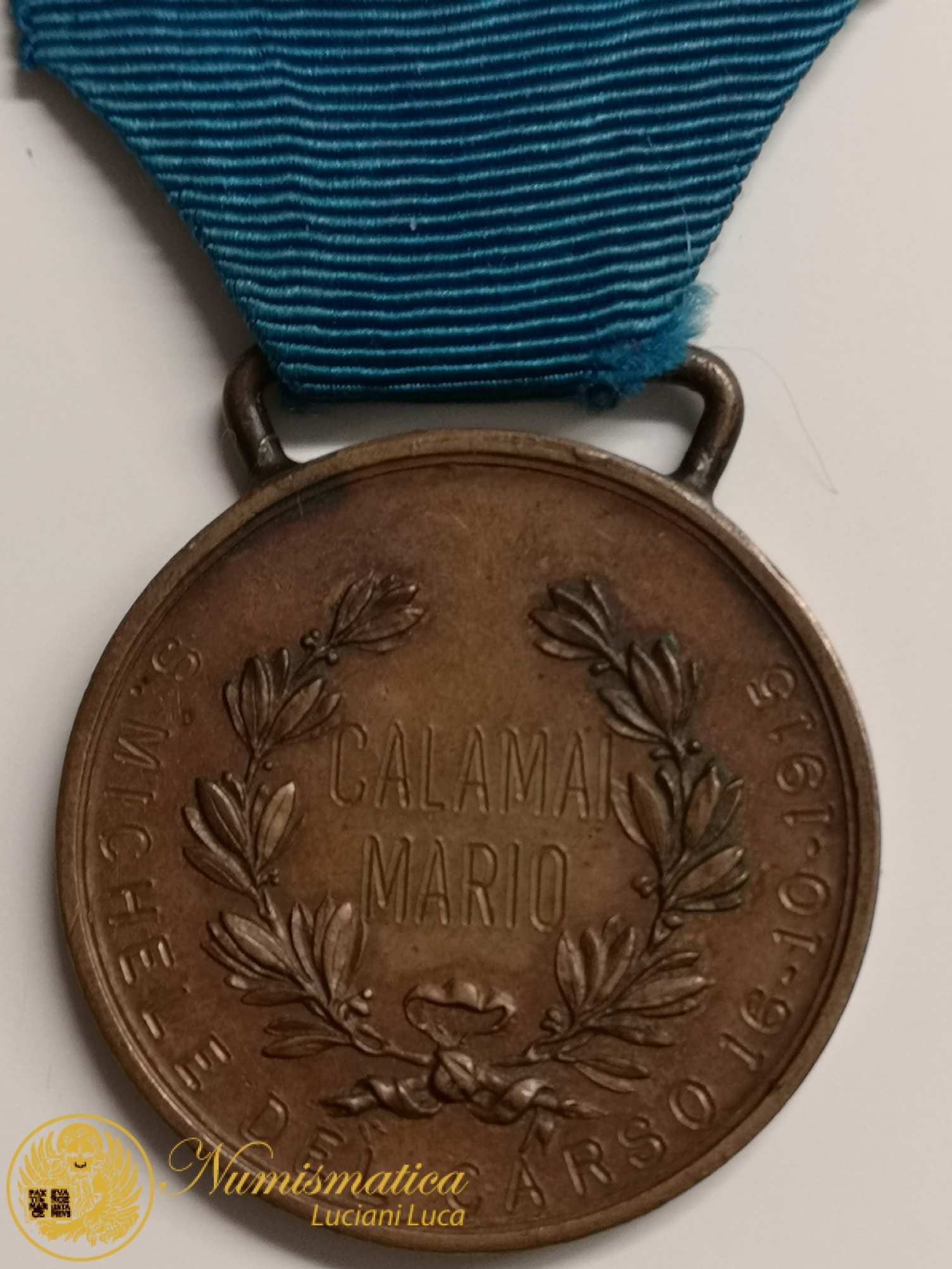 Medaglia Al VALORE MILITARE in Bronzo San MICHELE del CARSO 1915 Nominativa Regia Zecca Zeta coronata F.G RARA #N73