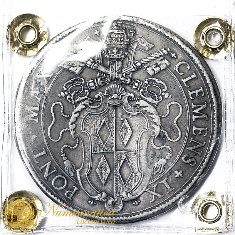 PIASTRA LA CATTEDRA DI SAN PIETRO CLEMENTE IX 1667-1669 STATO PONTIFICIO BB/VF MOLTO RARA #PV156