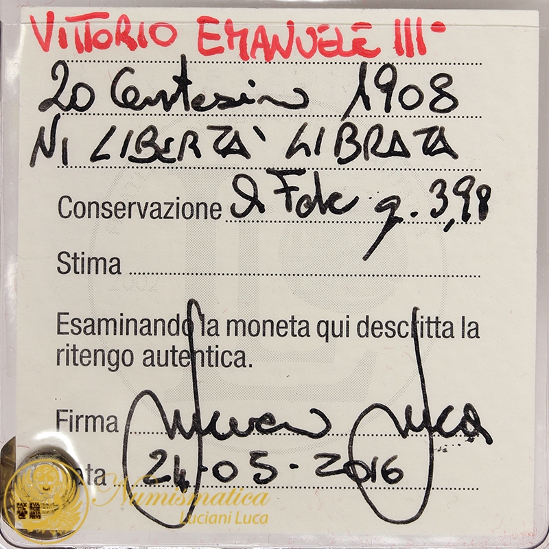 20 CENTESIMI 1908 Libertà Librata VITTORIO EMANUELE III REGNO D'ITALIA Q.Fdc #P538 20 CENTESIMI 1908 Libertà Librata VITTORIO EMANUELE III REGNO D'ITALIA Q.Fdc #P538