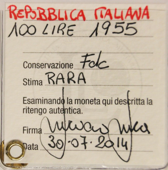 100 LIRE 1955 REPUBBLICA ITALIANA Fdc RARA #PV25