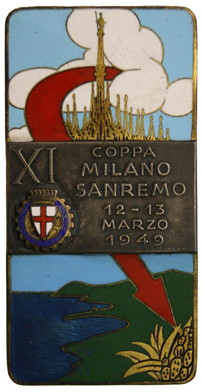 PLACCA ACI AUTOMOBILE CLUB ITALIANO XI^ COPPA MILANO SANREMO MARZO 1949 #KP364