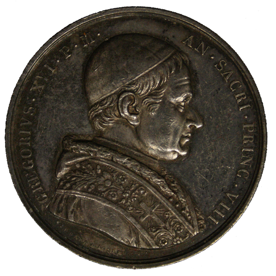 MEDAGLIA (GREGORIO XVI 1831-1846) ANNO VIII PALAZZO WEDEKIND SEDE DELLE POSTE PONTIFICIE #MD2383
