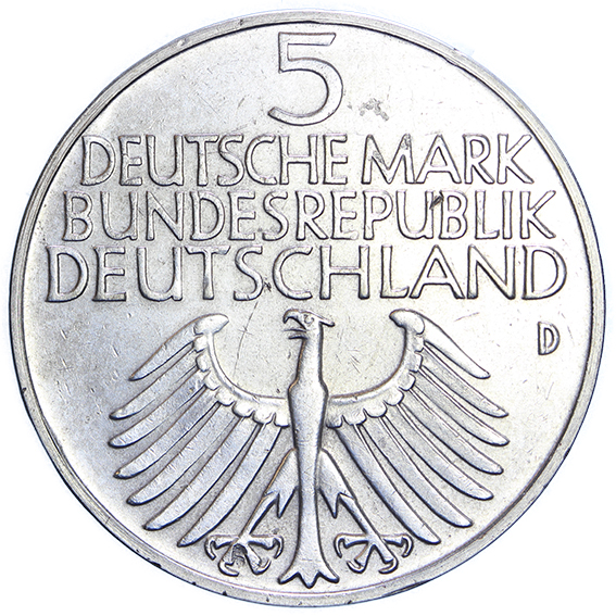 GERMANIA FEDERALE 5 MARCHI 1952 D MUSEO Spl #PV790