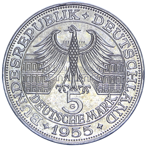 GERMANIA FEDERALE 5 MARCHI 1955 G LUDWIG Spl #PV791