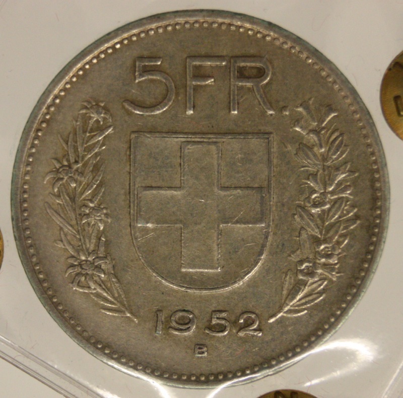 Svizzera 5 Franchi 1952 Spl #PV21