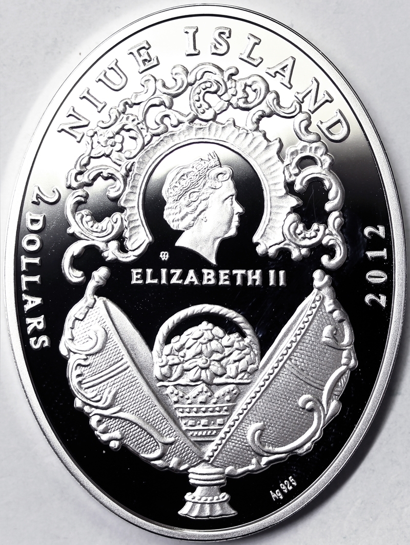 2 DOLLARS 2012 ELIZABETH II FABERGE' EGG BAY TREE EGG NIUE ISLAND PROOF #SLAB21