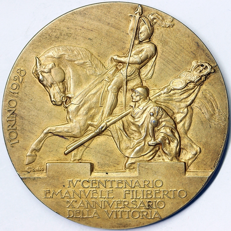 MEDAGLIA IV° Centenario EMANUELE FILIBERTO e X° Anniversario Vittoria 1928 Celebrazioni Torinesi  #PL135