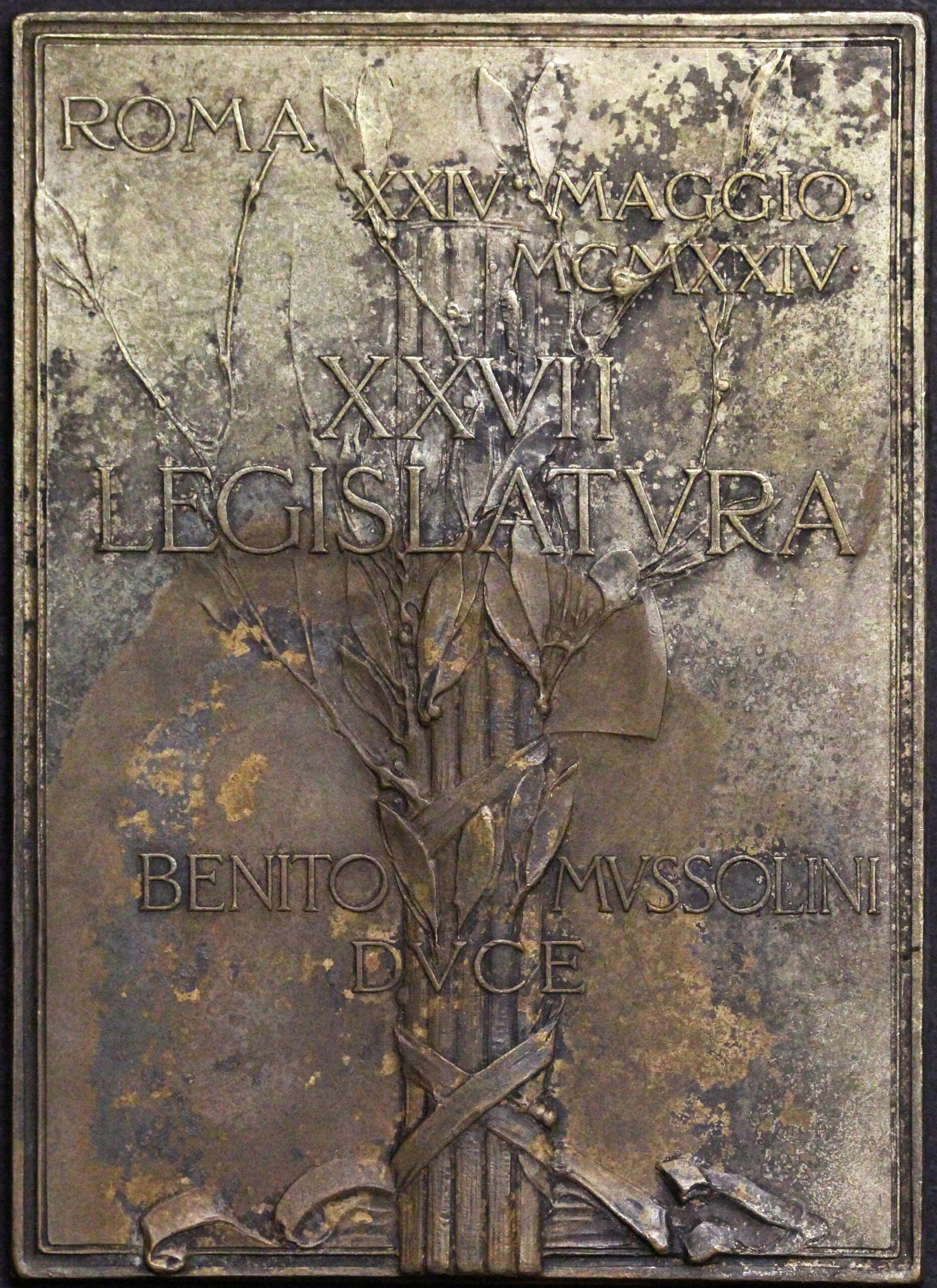 PLACCA 27a LEGISLATURA BENITO MUSSOLINI 24 MAGGIO ROMA 1924 ANNO II FASCISMO #KP292