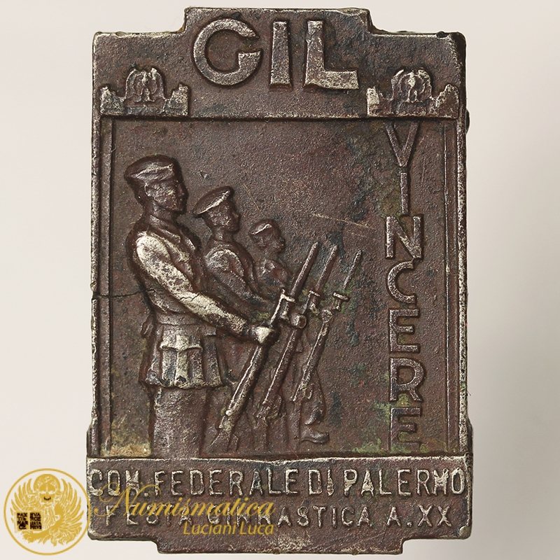 DISTINTIVO GIL COMANDO FEDERALE DI PALERMO FESTA GINNASTICA 1942 ANNO XX FASCISMO #C256