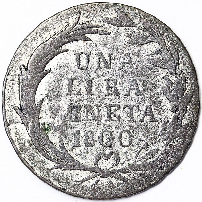 UNA LIRA DA 20 SOLDI 1800 FRANCESCO II D'ASBURGO LORENA 1797-1805 ZECCA DI VENEZIA PROVINCIA VENETA NON COMUNE Q.BB/A.VF #PVB5