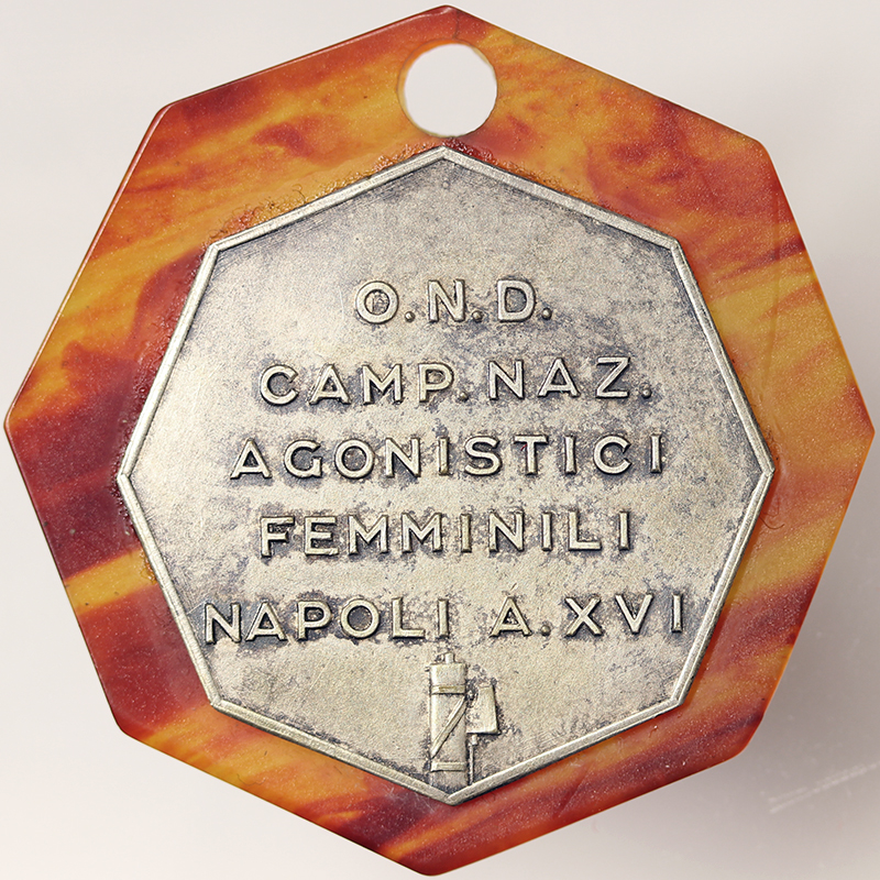 MEDAGLIA OND CAMPIONATI NAZIONALI AGONISTICI FEMMINILI NAPOLI 1938 ANNO XVI PENDENTE #MD458