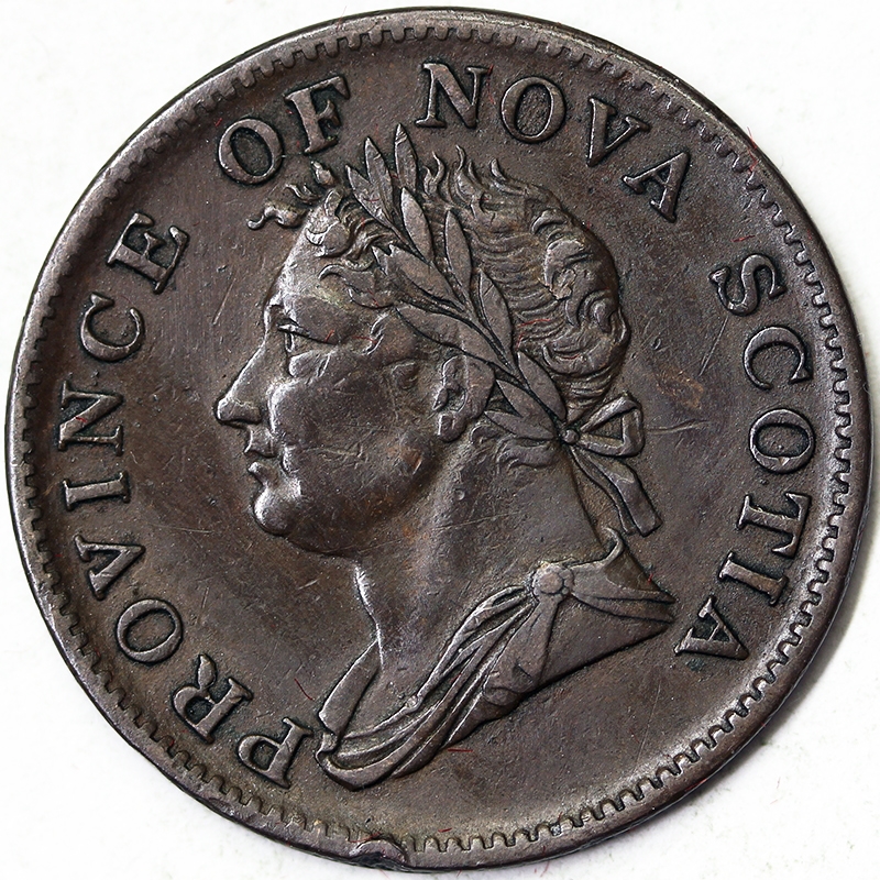 Token 1832 Canada Nuova Scozzia Giorgio IV Halfpenny  token  Ae Provincia Nuova Scozia Q.Spl #984