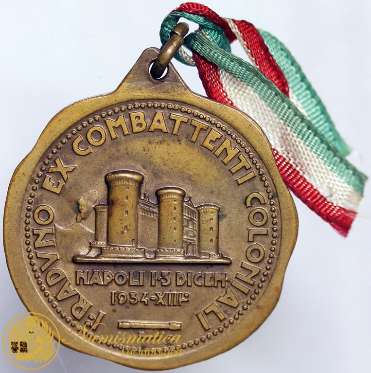 MEDAGLIA 1° RADUNO EX COMBATTENTI COLONIALI NAPOLI 1934 Anno XIII FASCISMO #MD1331