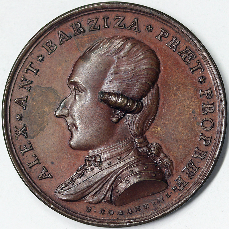 MEDAGLIA CON IL PODESTA' DI BERGAMO ALESSANDRO ANTONIO BARZIZZA (1780-1781) RARISSIMA #MD4148