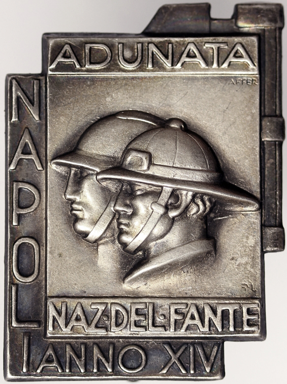 DISTINTIVO ADUNATA NAZIONALE FANTE NAPOLI 1936 Anno XIV FASCISMO #371