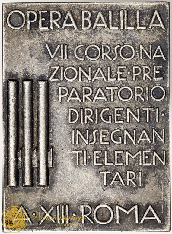 DISTINTIVO OPERA BALILLA 7° CORSO DIRIGENTI INSEGNANTI ELEMENTARI ROMA 1935 ANNO XIII #396