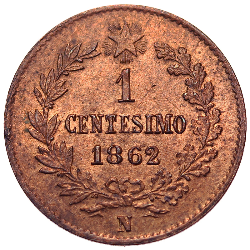 1 CENTESIMO 1862 NAPOLI VITTORIO EMANUELE II REGNO D'ITALIA Q.Fdc #3001