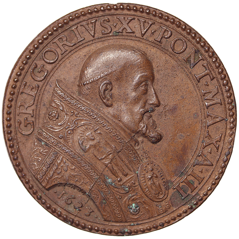 PAPA GREGORIO XV° 1621-1623 STATO PONTIFICIO MEDAGLIA ANNUALE ANNO III° (RICONIO DEL MAZIO) CANONIZZAZIONE 1623 #§M109