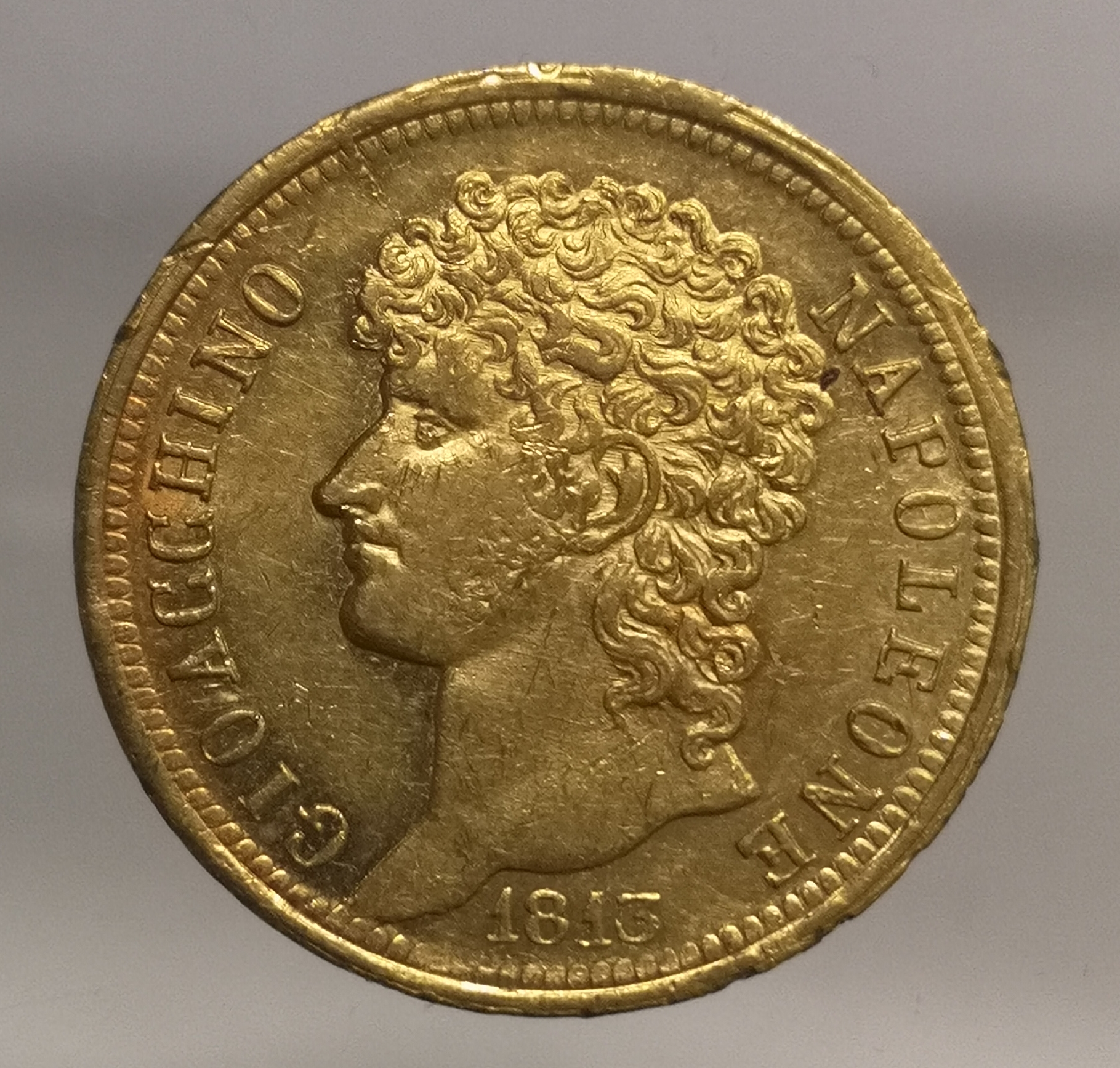 NAPOLI 40 lire 1813 Gioacchino Napoleone II° periodo Spl Au #PV227
