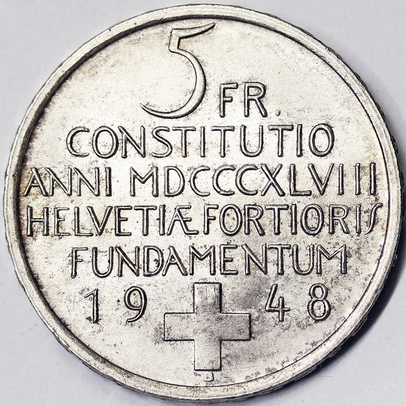 5 FRANCHI 1948 SVIZZERA ARGENTO Q.FDC/A.UNC #1128