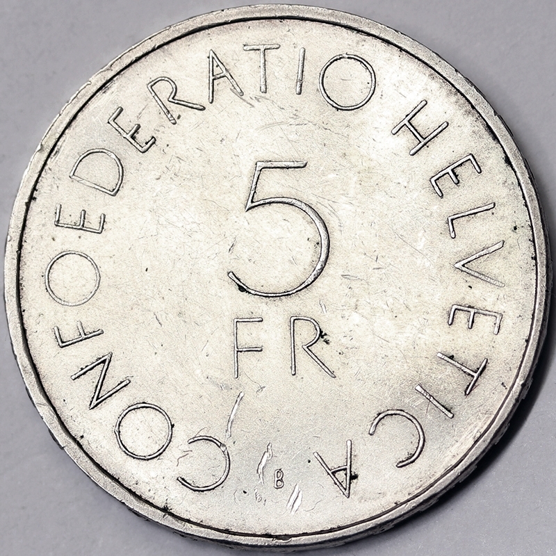 5 FRANCHI 1963 SVIZZERA ARGENTO Q.FDC/A.UNC #1129