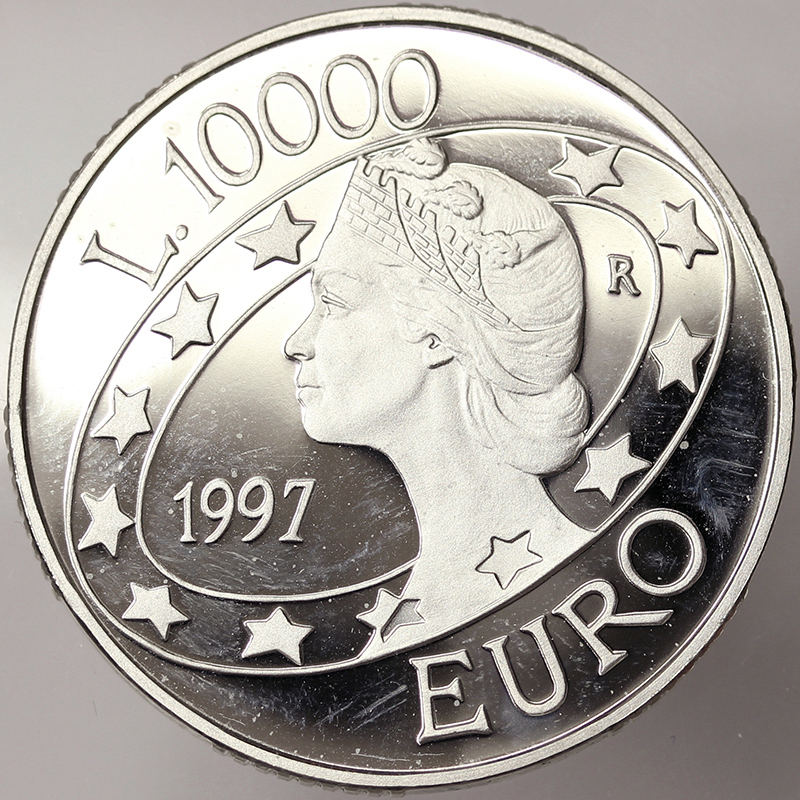 SAN MARINO 10000 LIRE 1997 L'EURO PROOF Ag #4564