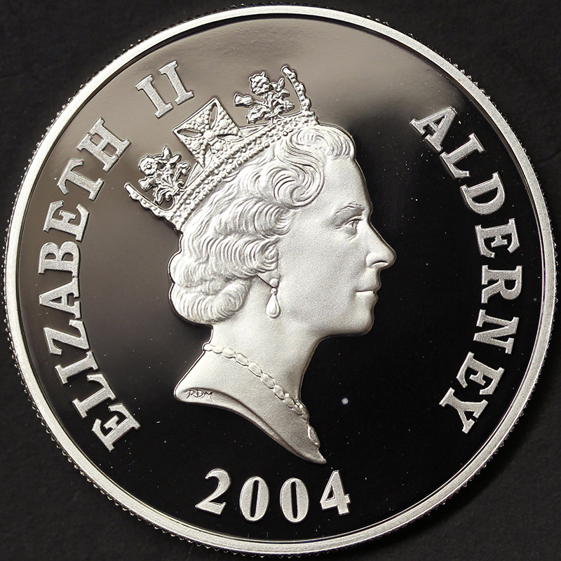 ALDERNEY 5 POUNDS 2004 Royal Scot Ag PROOF #1098A