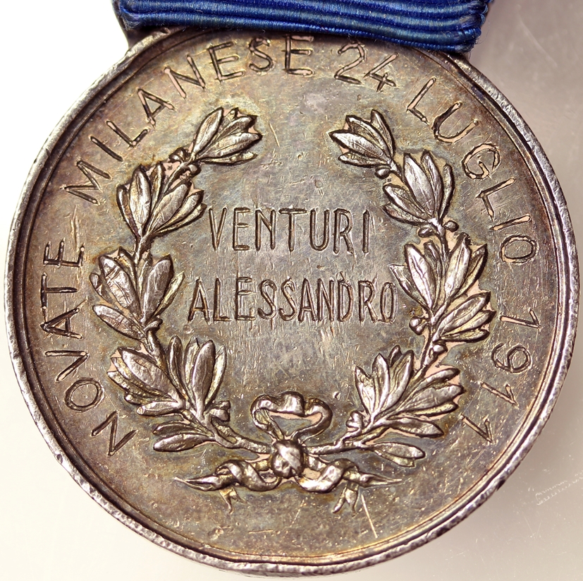 Medaglia Al VALORE MILITARE Argento NOVATE MILANESE 1911 Nominativa Bersagliere Regia Zecca F.G Estremamente RARA #N83