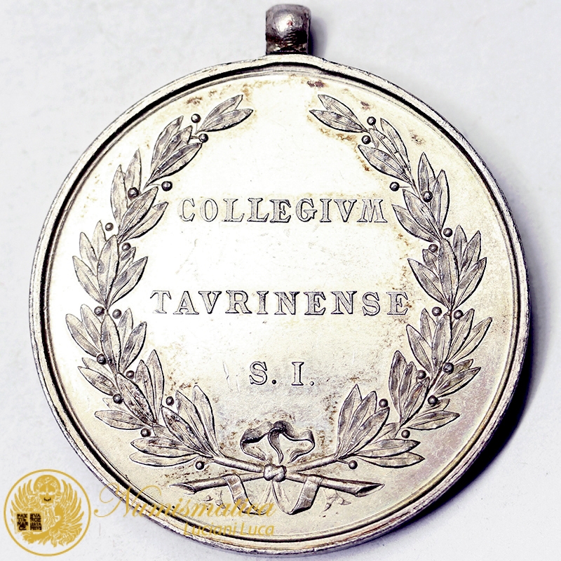 MEDAGLIA RELIGIOSA BONIS ARTIBVS RELIGIONI PRAEMIVM COLLEGIVM TAVRINENSE S. I. ARGENTO #MD3350