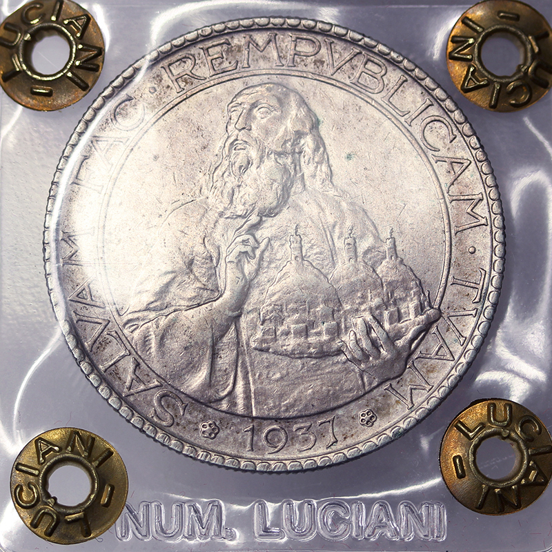 20 LIRE 1937 SAN MARINO 1931-1938 II^ monetazione Q.Fdc / A.Unc RARA #PV754