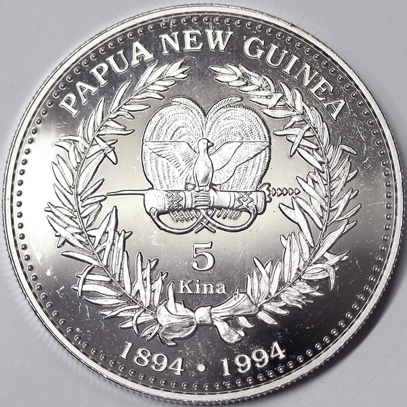 5 KINA 1994 PAPUA NUOVA GUINEA PROOF ARGENTO #560