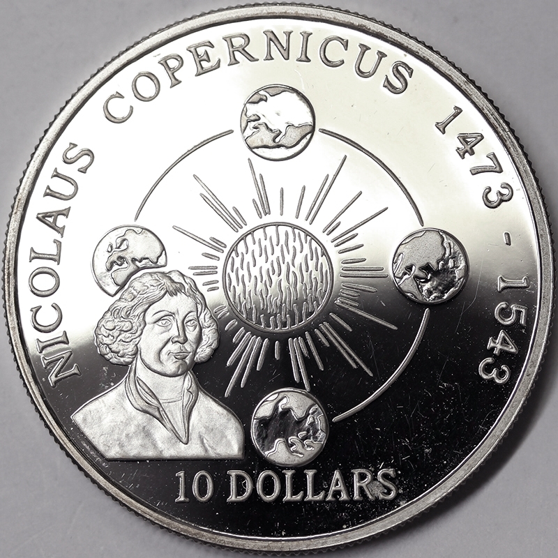 10 DOLLARS 1992 COPERNICO ISOLE COOK PROOF ARGENTO #7327A