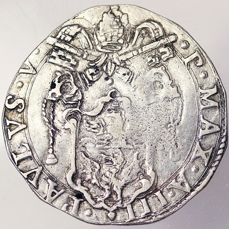 TESTONE PAOLO V (1605-1621) ANNO III ROMA STATO PONTIFICIO BB+ R #2120