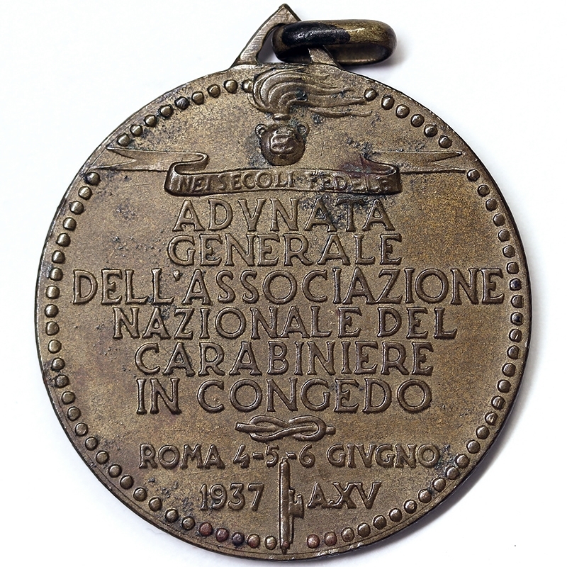 MEDAGLIA ADUNATA GENERALE CARABINIERI IN CONGEDO ROMA 1937 ANNO XV #MD1231